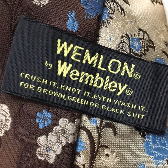 2 Vintage Men’s Neck Ties Retro Business Office Casual Tan Stripe & Brown Floral - Picture 7 of 11